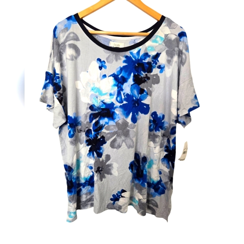 NWT Layla Floral Blue and Gray Womens Pajama Set Size XXL